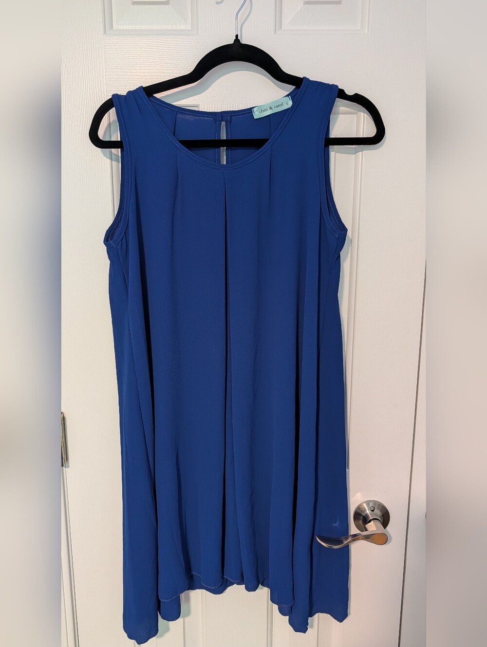 Chris & Carol Sleeveless Pleated Shift Dress — Blue